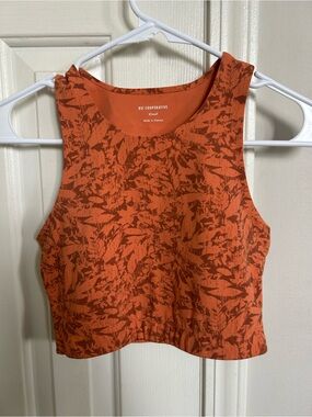 Cooperative Orange Abstract Print Cropped Tank